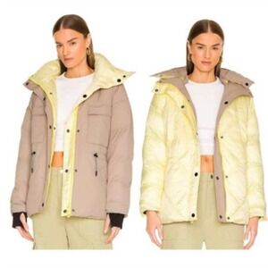 Dualist Zorah Reversible Puffer Jacket Long Sleeve Tan Women's Size S NWT